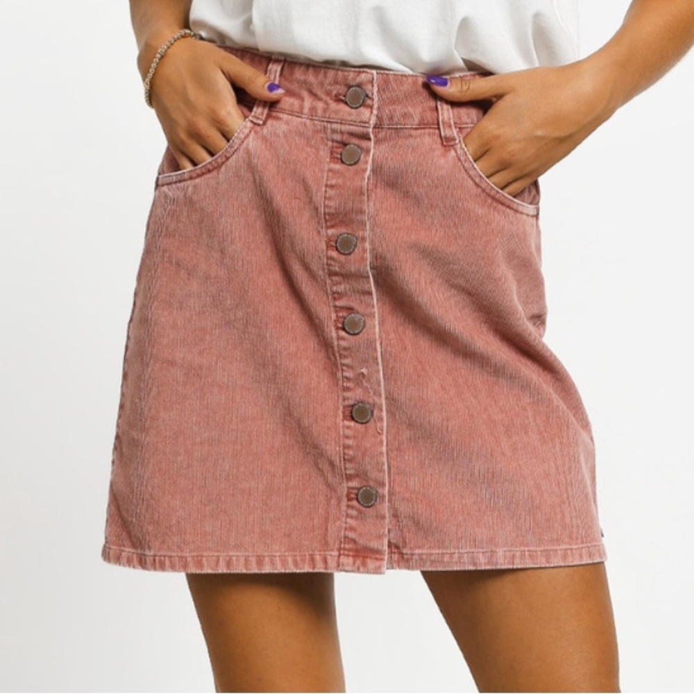 Roxy button down corduroy skirt pink